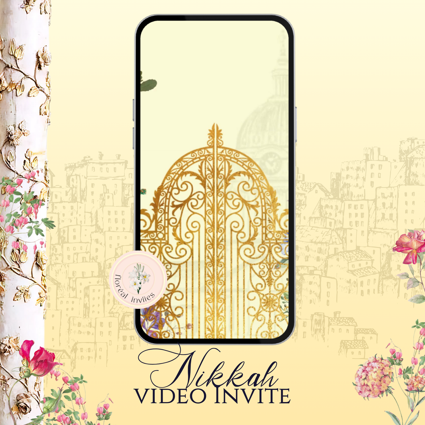 Golden peacock Video Invite