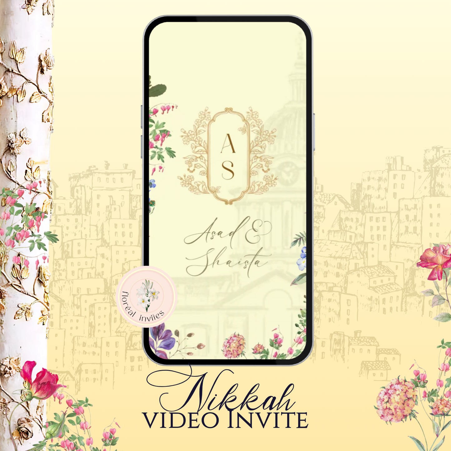 Golden peacock Video Invite