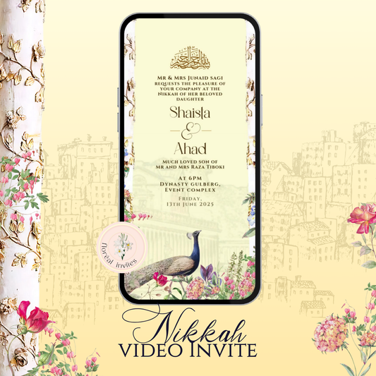 Golden peacock Video Invite