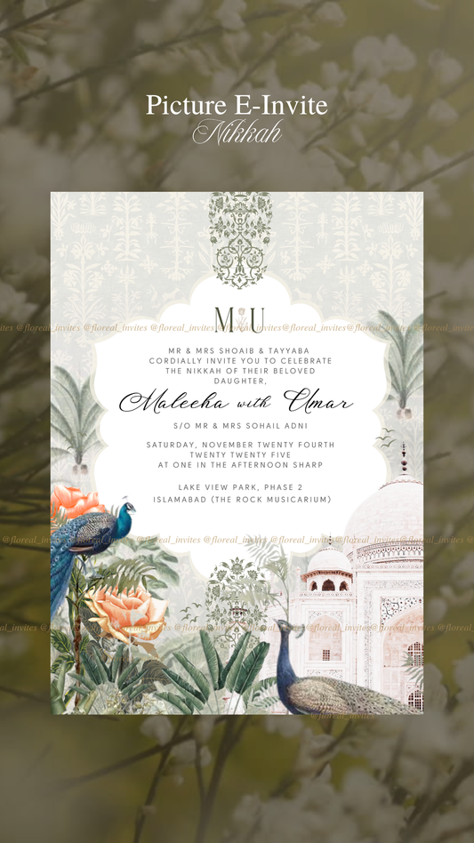 Peacock Gray Nikkah Digital Invite
