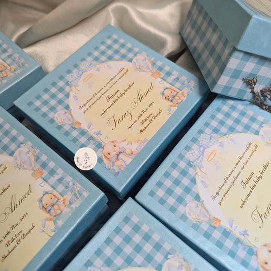 Bunny Ears - Baby Boy Announcement Box