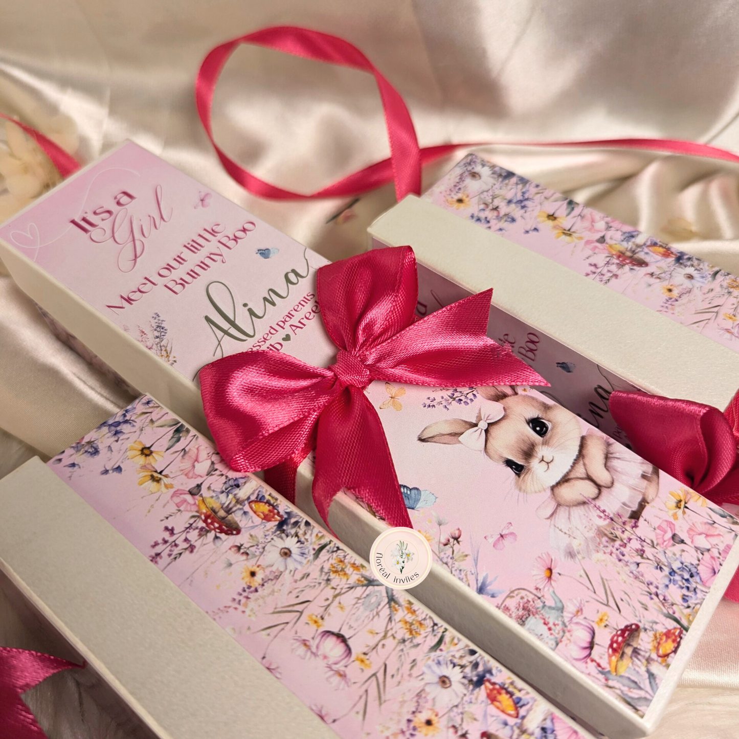 Bunny Boo - Baby Girl Announcement Box