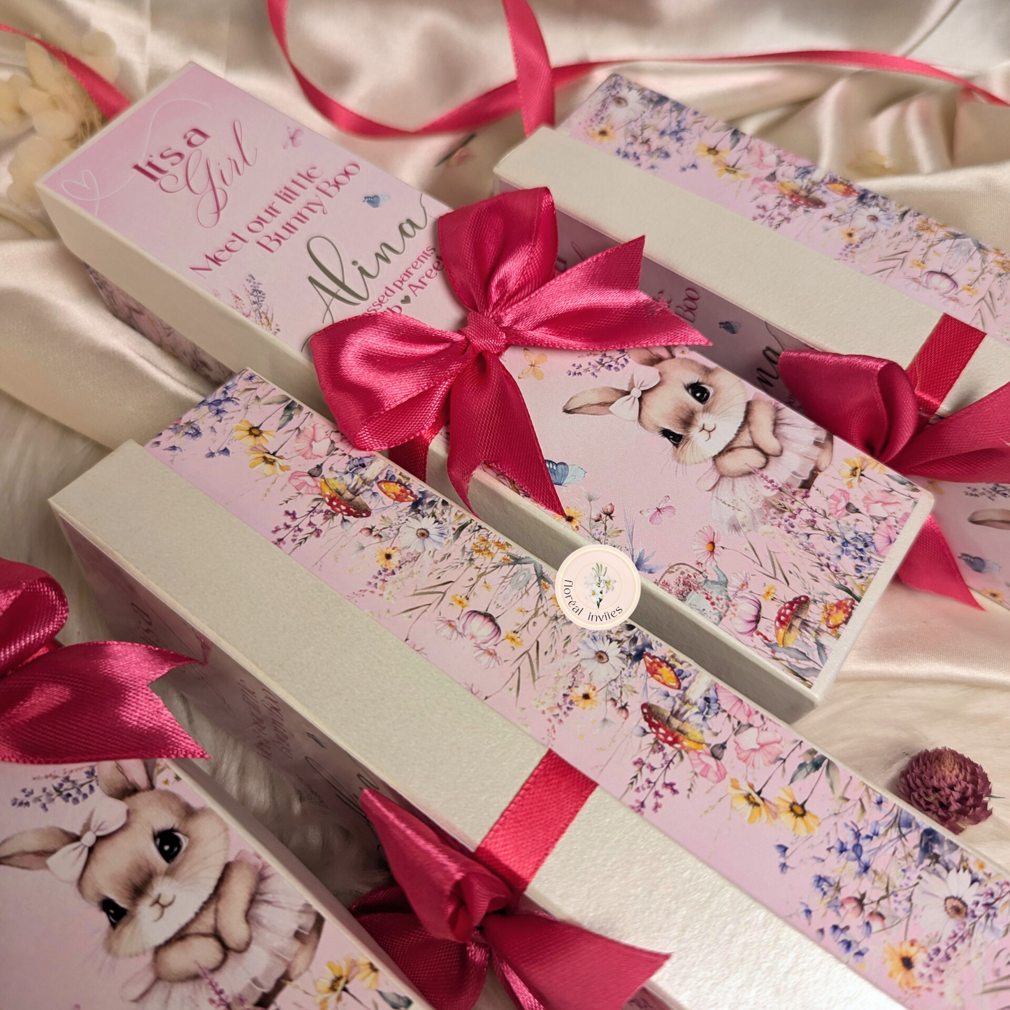 Bunny Boo - Baby Girl Announcement Box