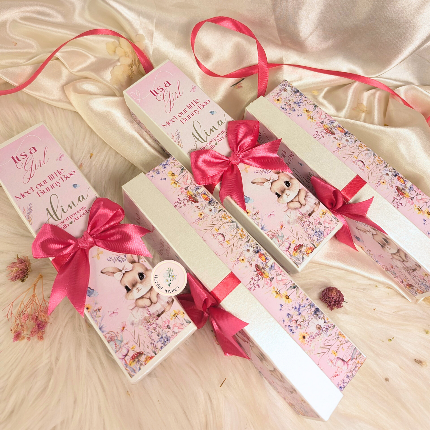 Bunny Boo - Baby Girl Announcement Box