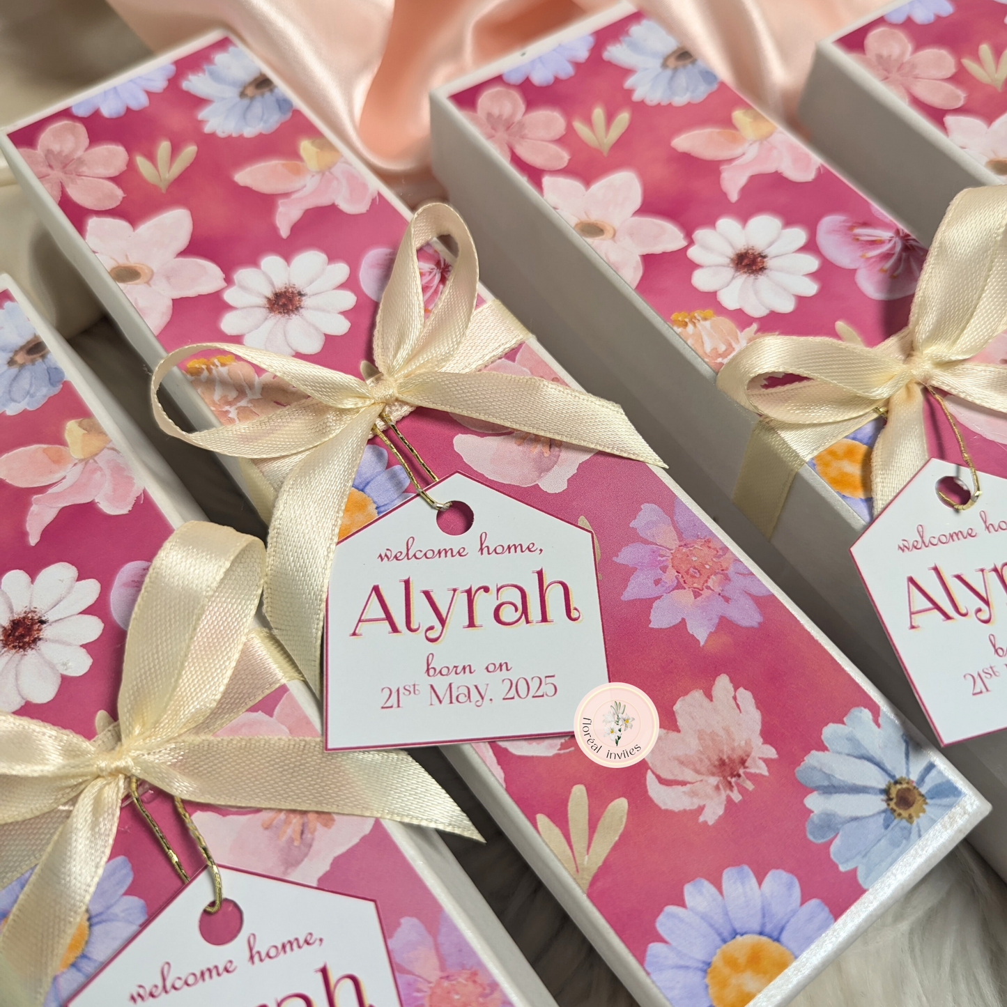 Baby's Breath - Baby Girl Announcement Box
