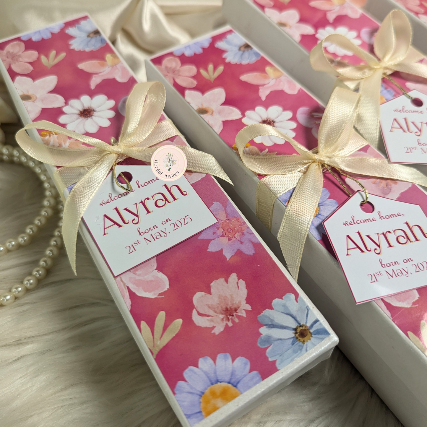 Baby's Breath - Baby Girl Announcement Box