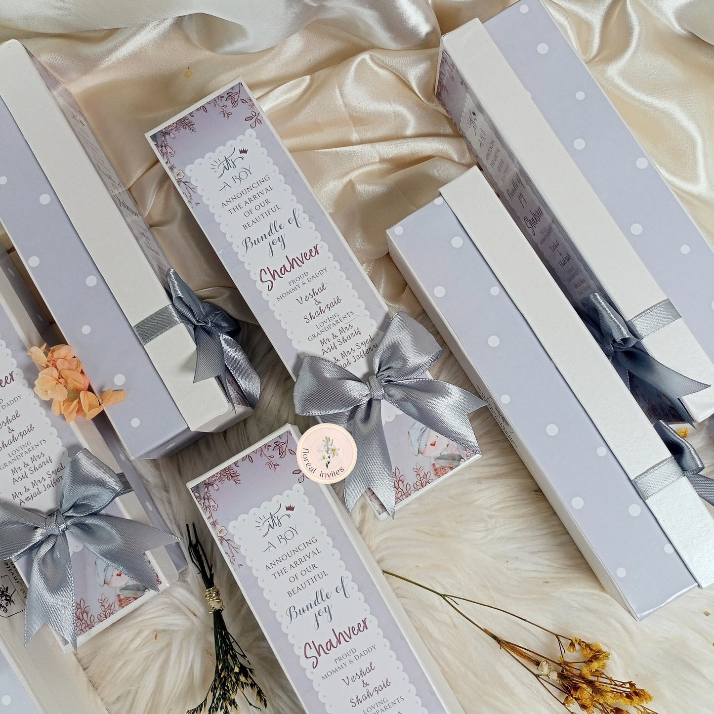 Sterling Silver - Baby Boy Announcement Box