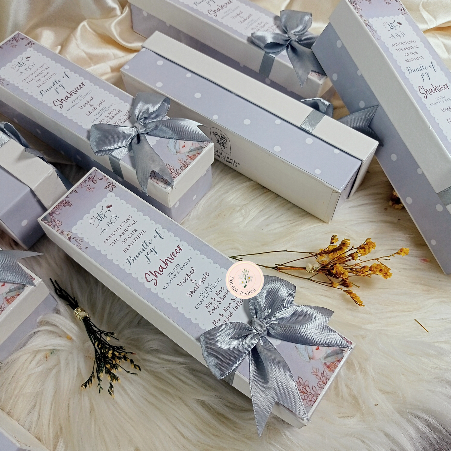 Sterling Silver - Baby Boy Announcement Box