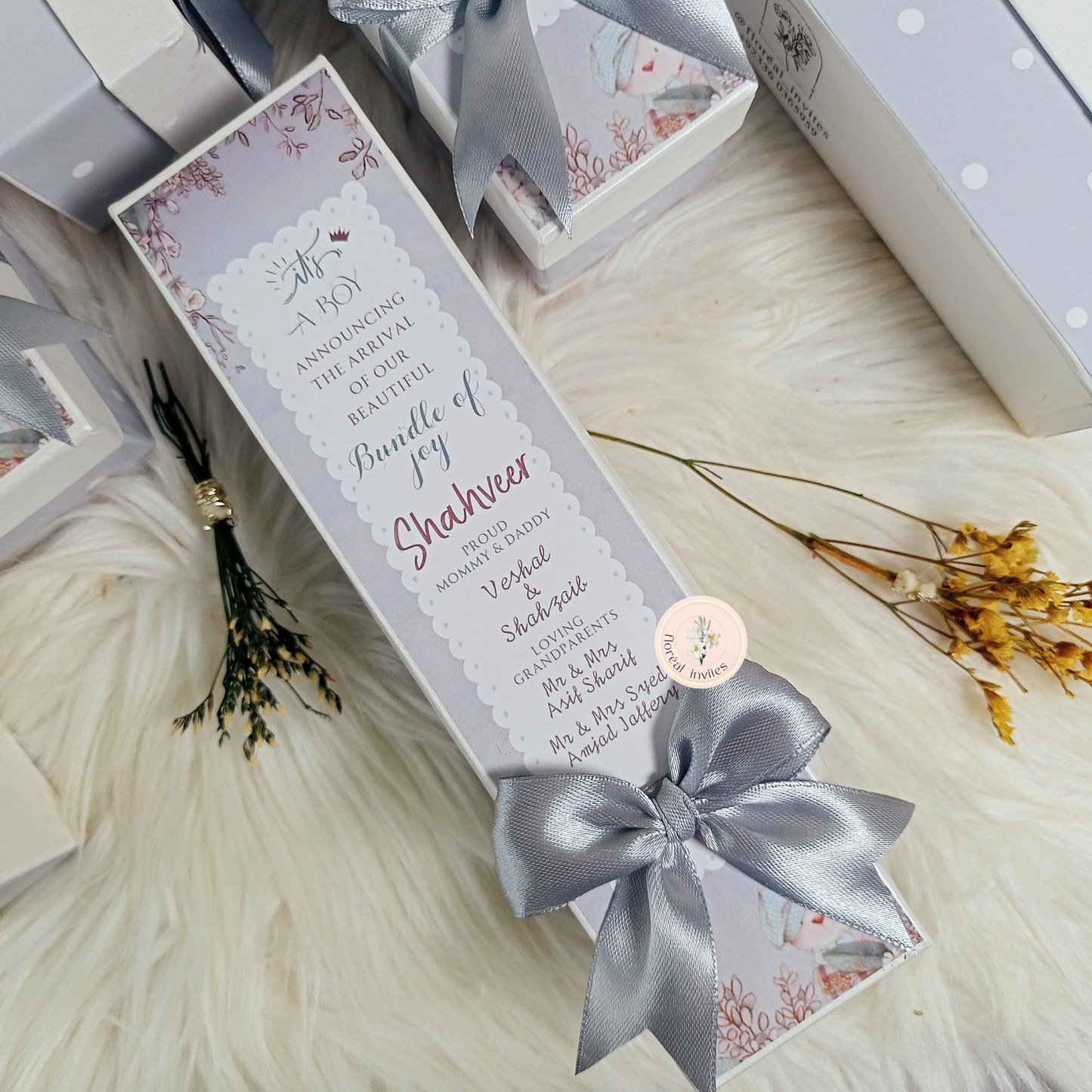 Sterling Silver - Baby Boy Announcement Box