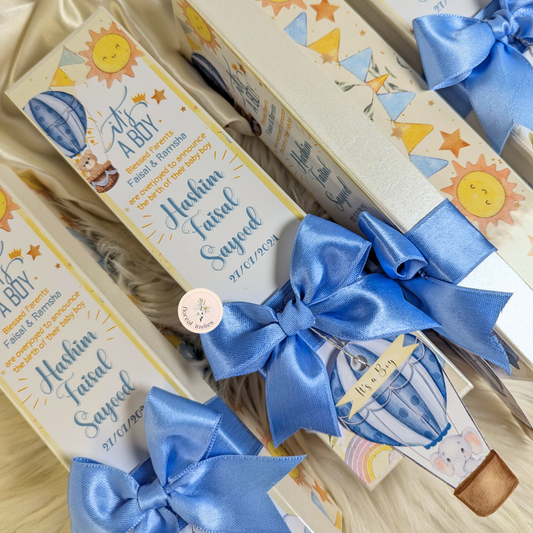 Hot Air Balloon - Baby Boy Announcement Box