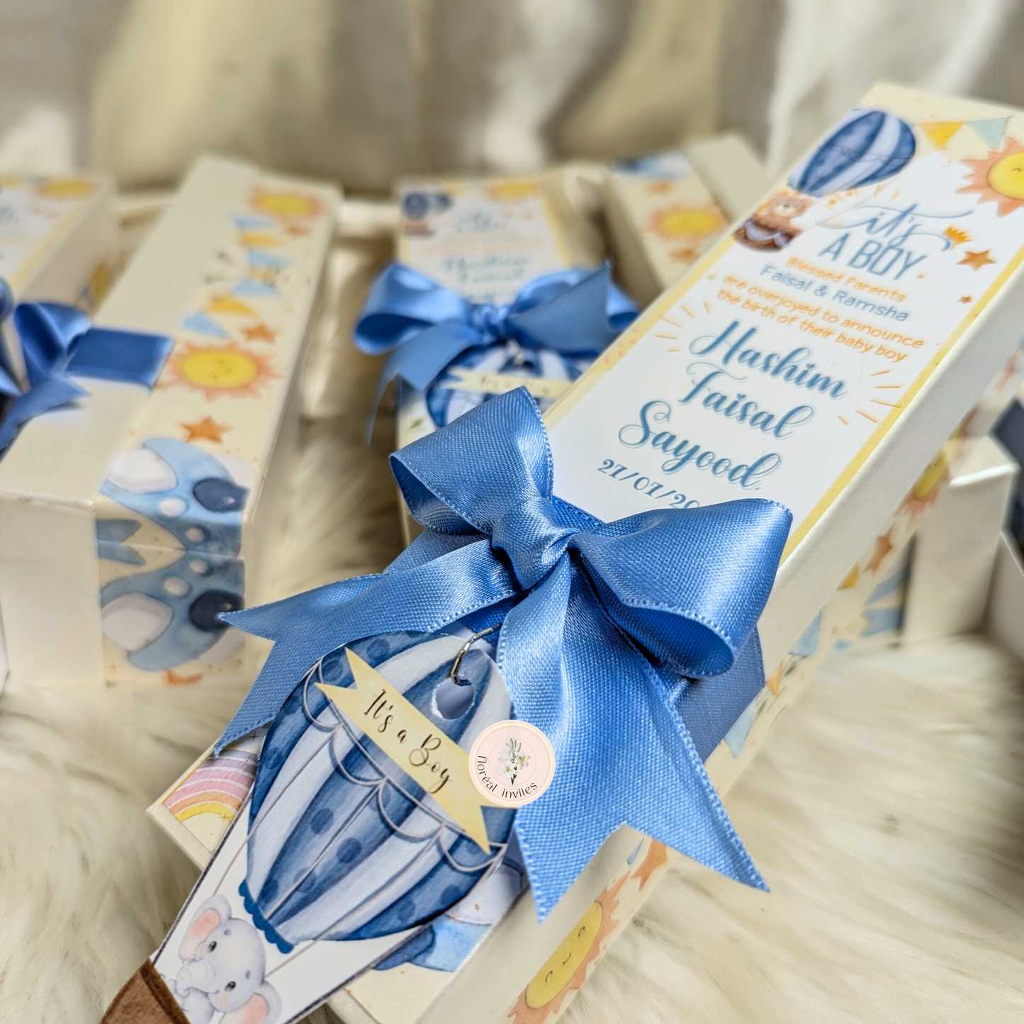Hot Air Balloon - Baby Boy Announcement Box