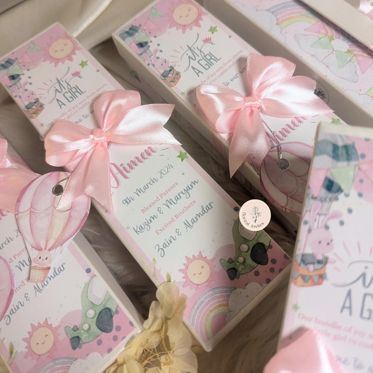 Pink Adventure - Baby Girl Announcement Box