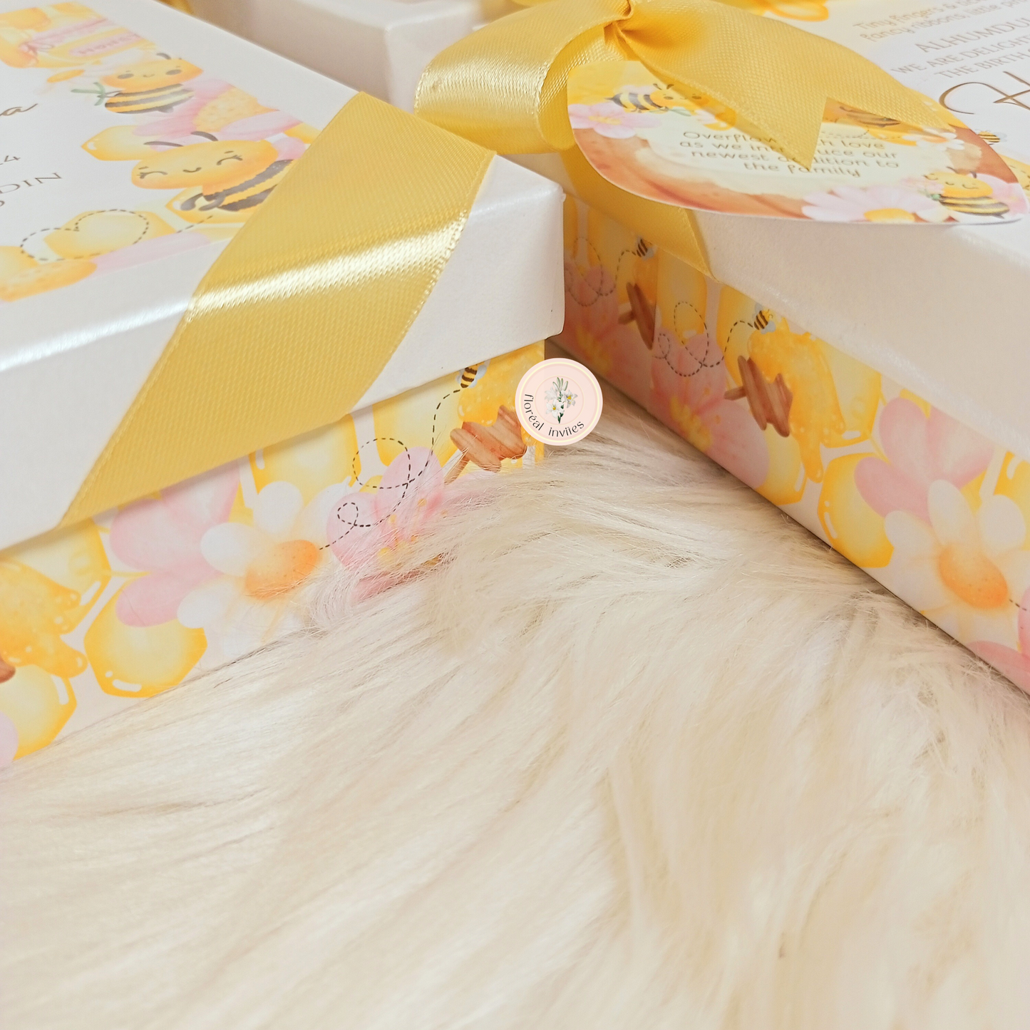 Bzz! It's Honey - Baby Girl Announcement Box