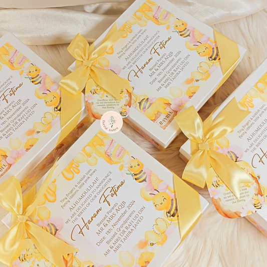Bzz! It's Honey - Baby Girl Announcement Box