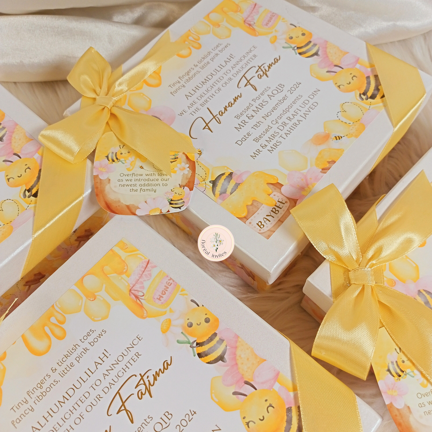 Bzz! It's Honey - Baby Girl Announcement Box
