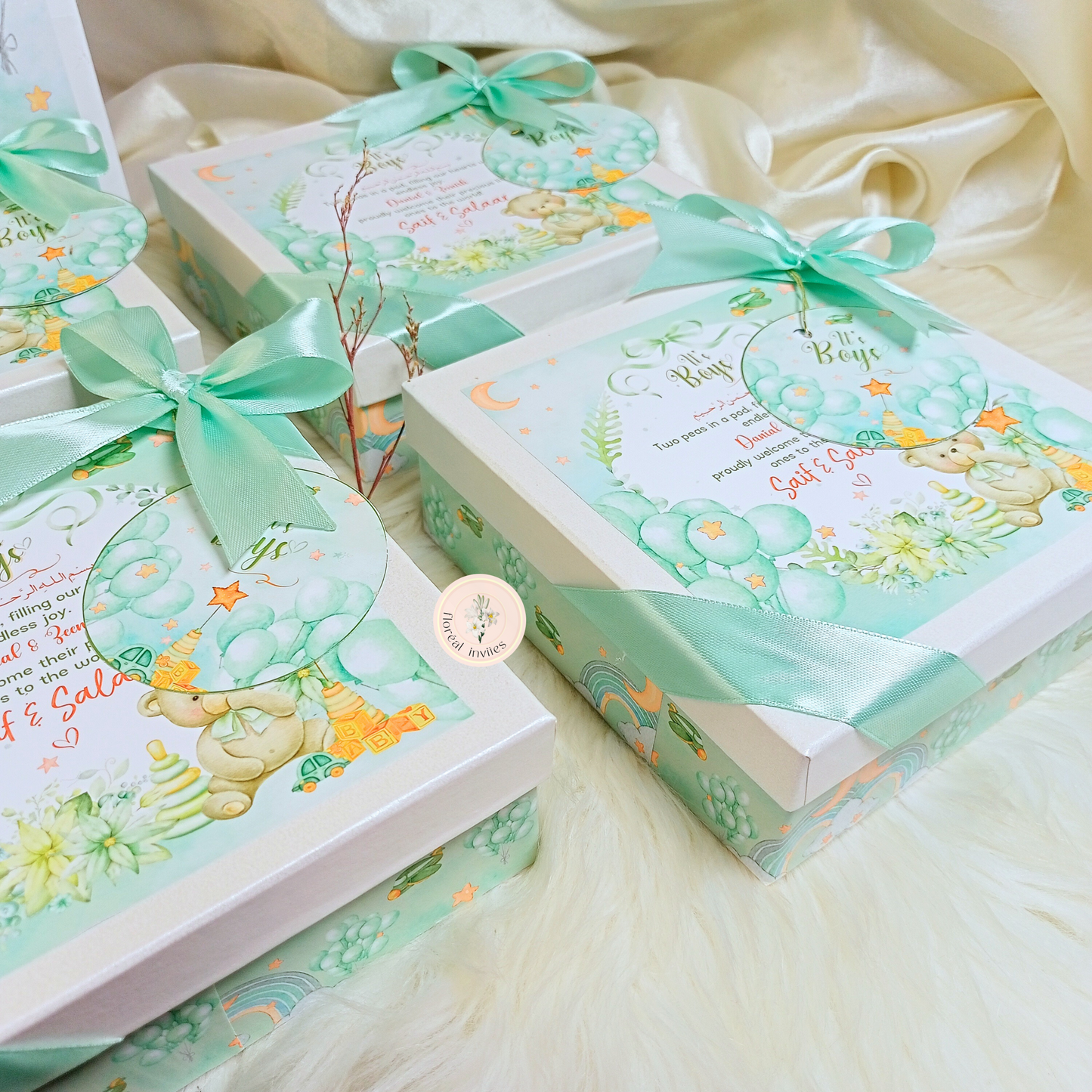 Spearmint - Baby Boy Announcement Box