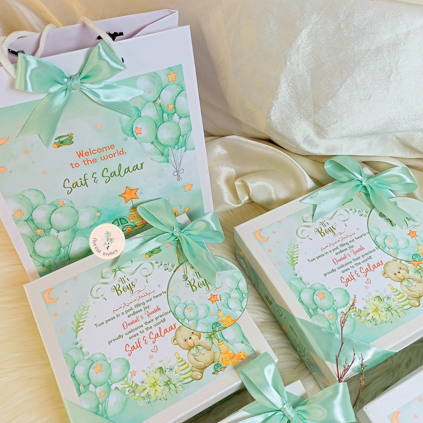 Spearmint - Baby Boy Announcement Box