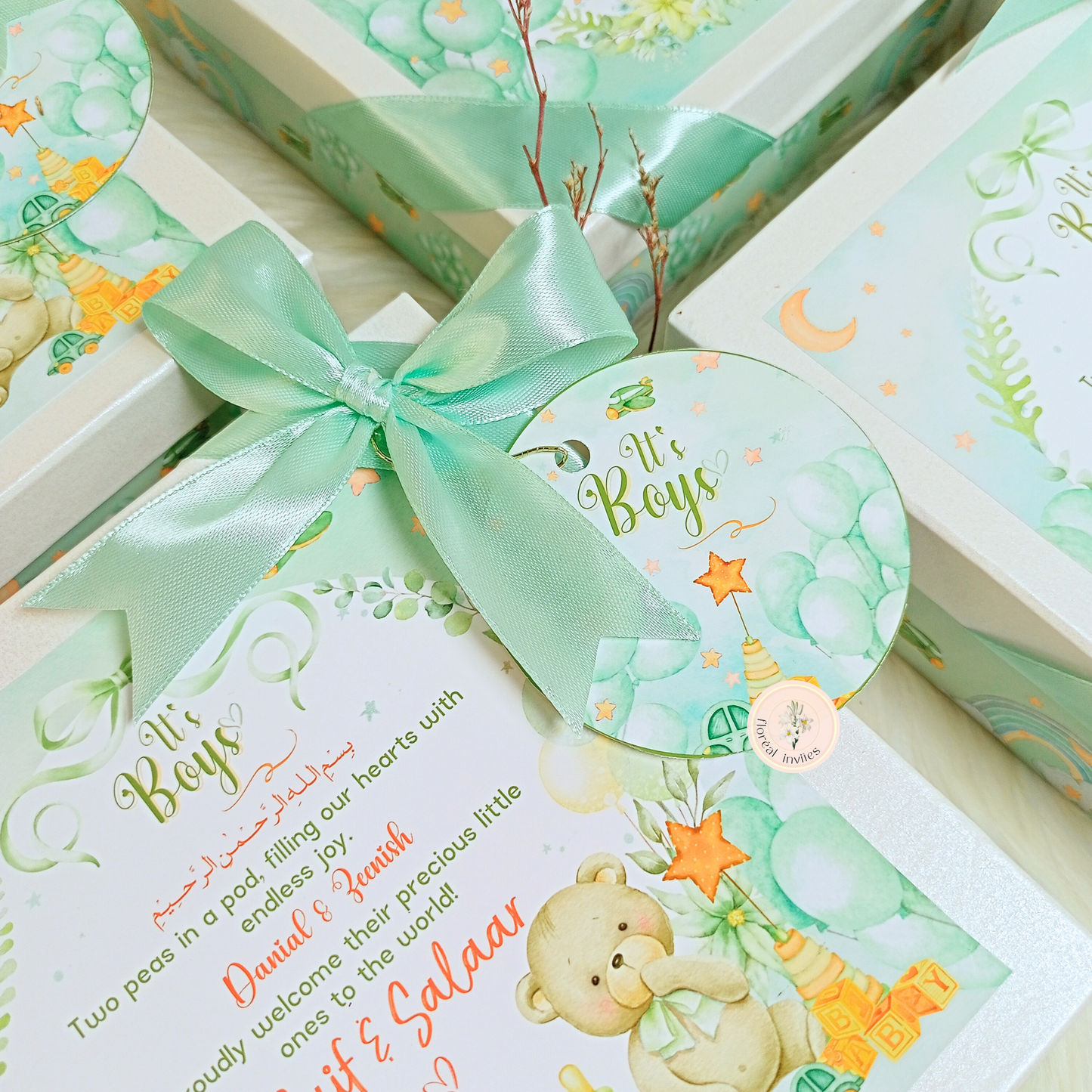 Spearmint - Baby Boy Announcement Box