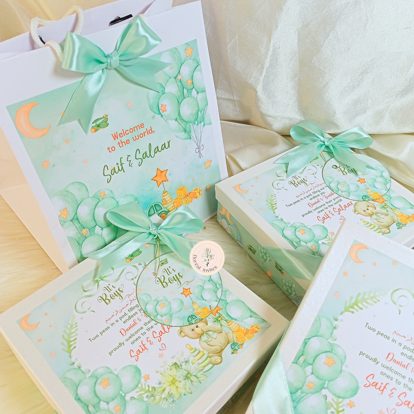 Spearmint - Baby Boy Announcement Box