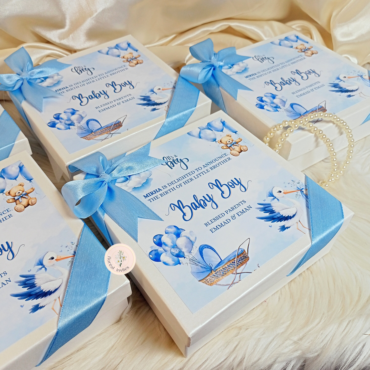 Lovely Blue - Baby Boy Announcement Box