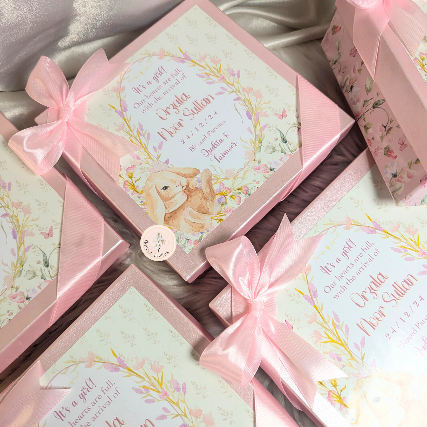 Hop - Baby Girl Announcement Box
