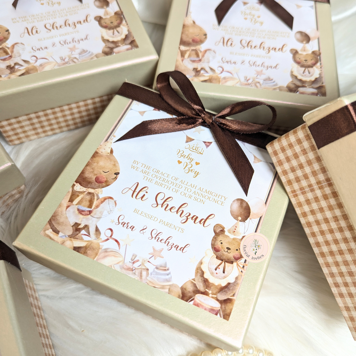 A Teddy Bash - Baby Boy Announcement Box