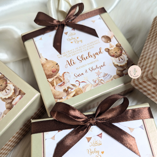 A Teddy Bash - Baby Boy Announcement Box