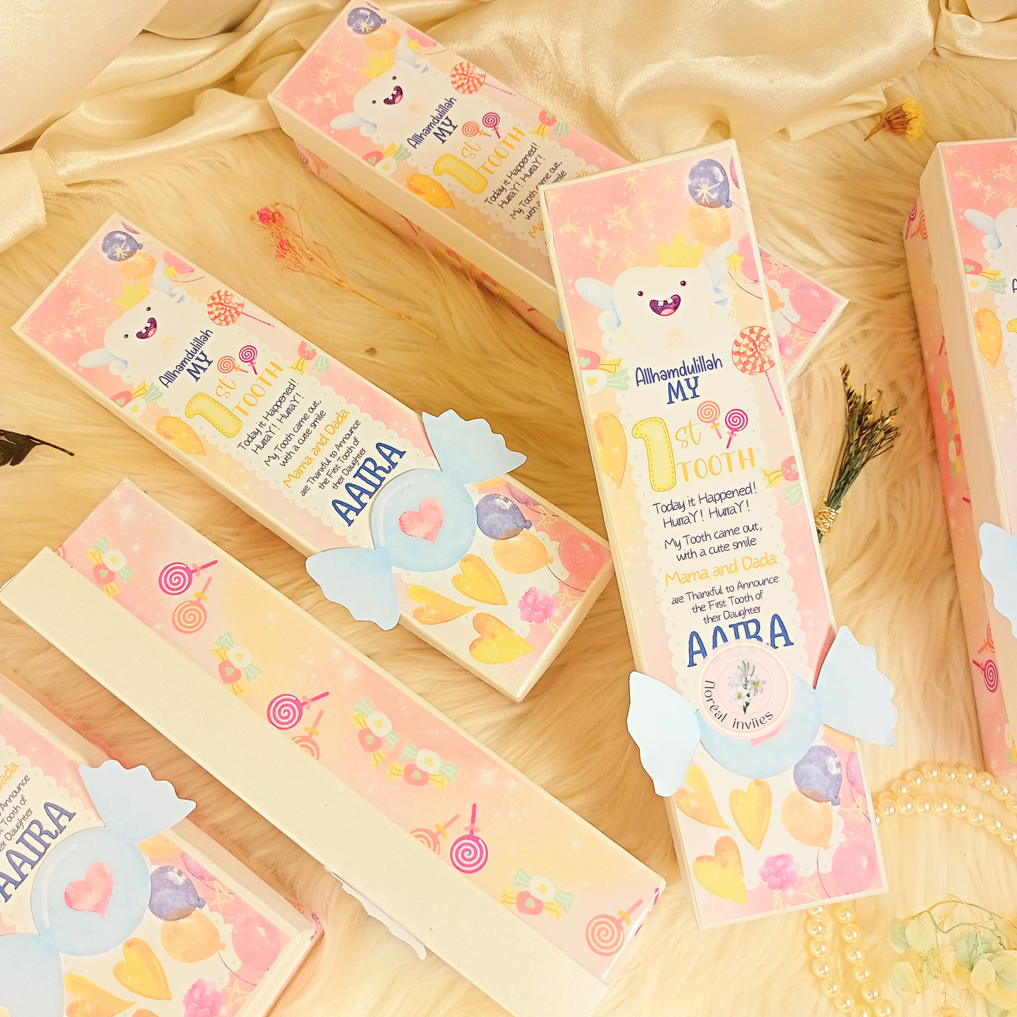 Toothy Box - Baby Girl Announcement Box