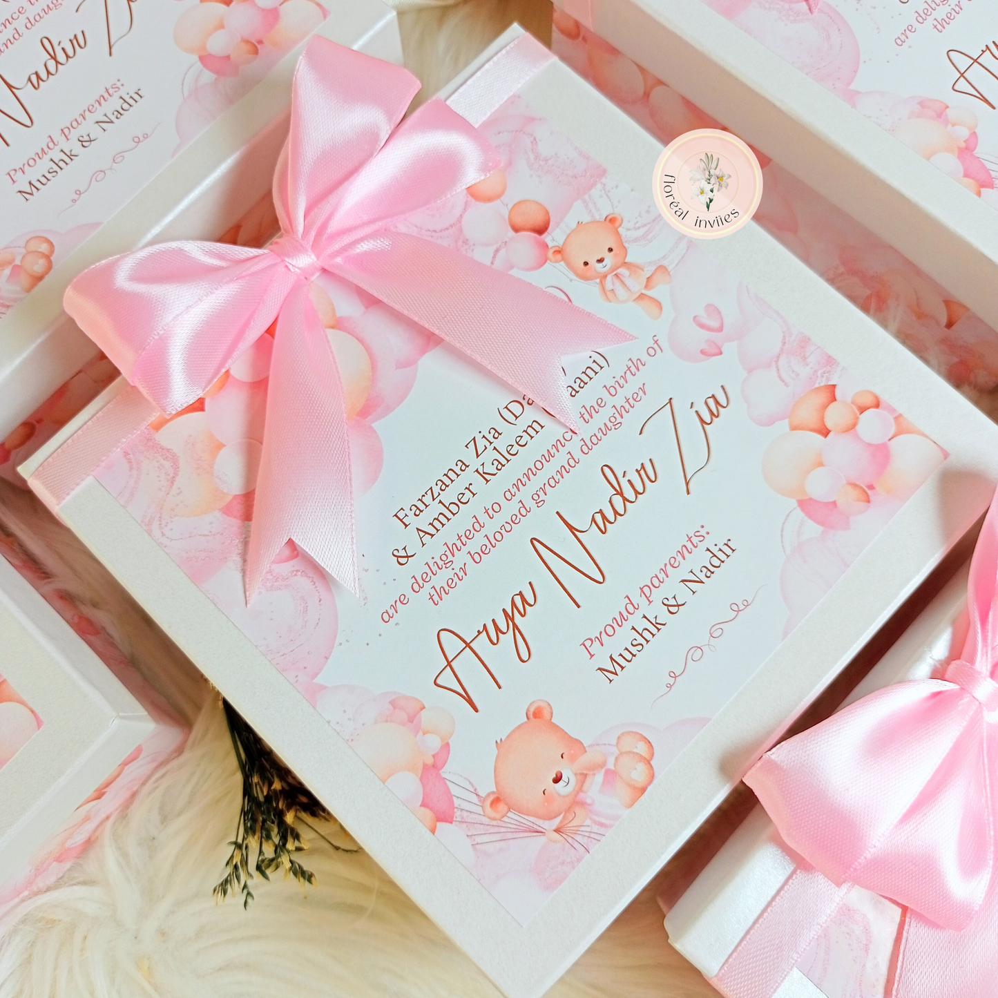 Pearls - Baby Girl Announcement Box