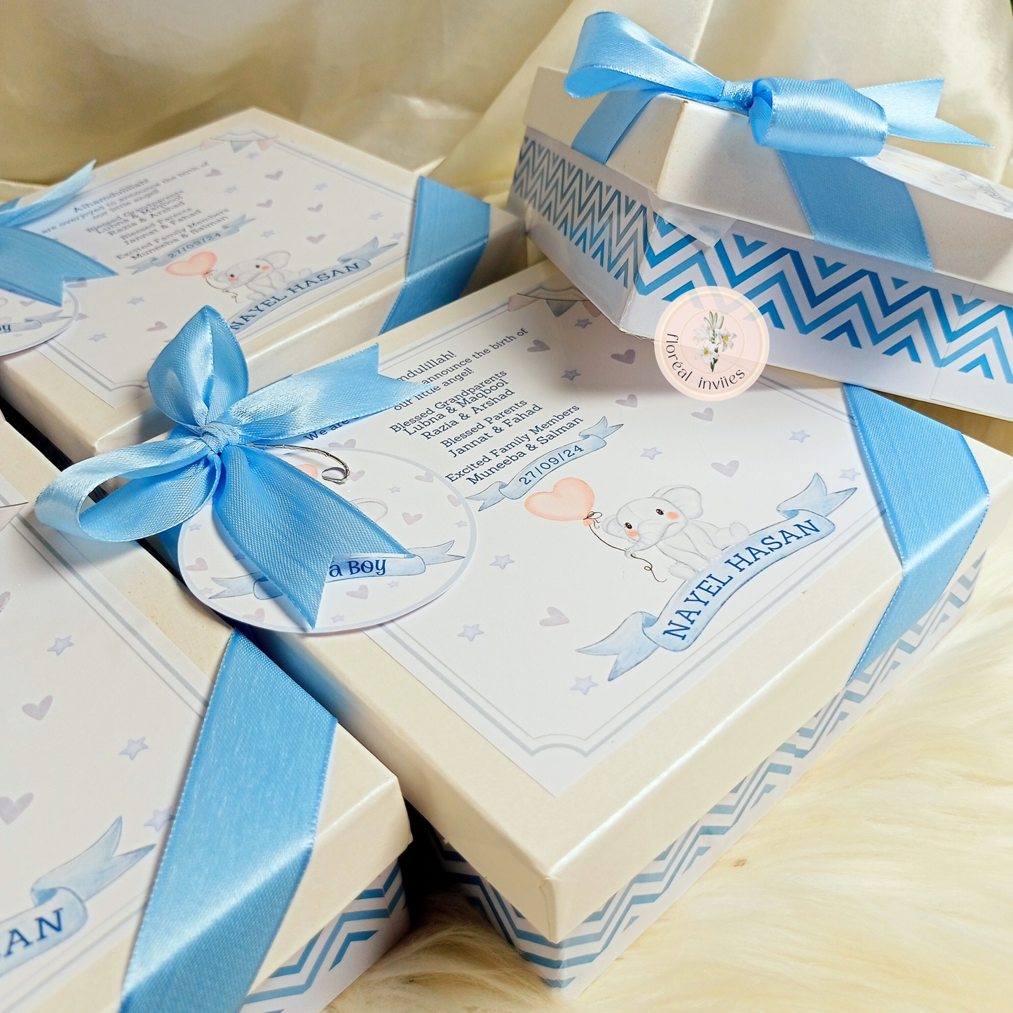 ELEPHANTastic - Baby Boy Announcement Box