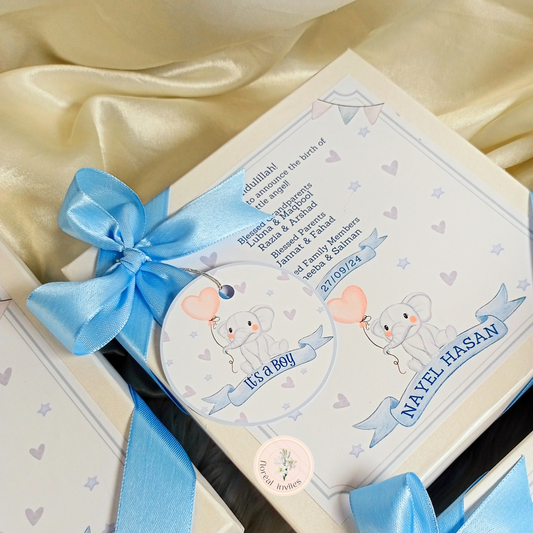 ELEPHANTastic - Baby Boy Announcement Box