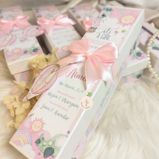 Pink Adventure - Baby Girl Announcement Box