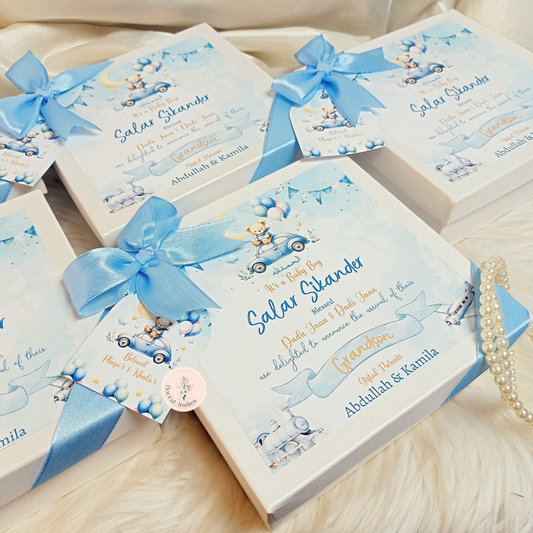 Soft Blue Hues - Baby Boy Announcement Box