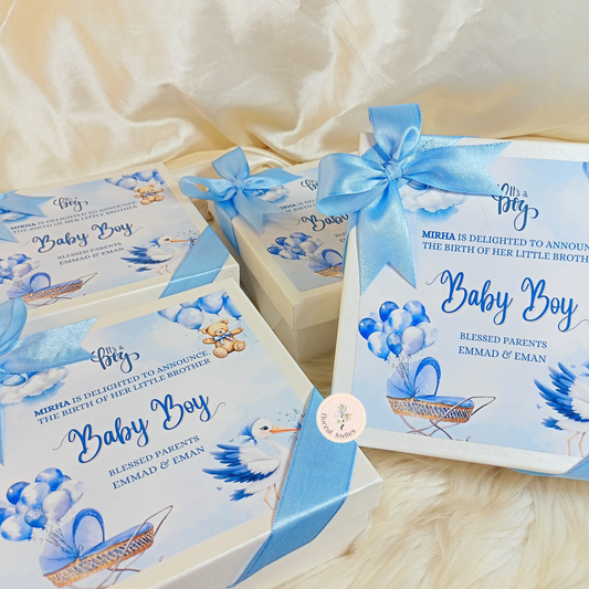 Lovely Blue - Baby Boy Announcement Box