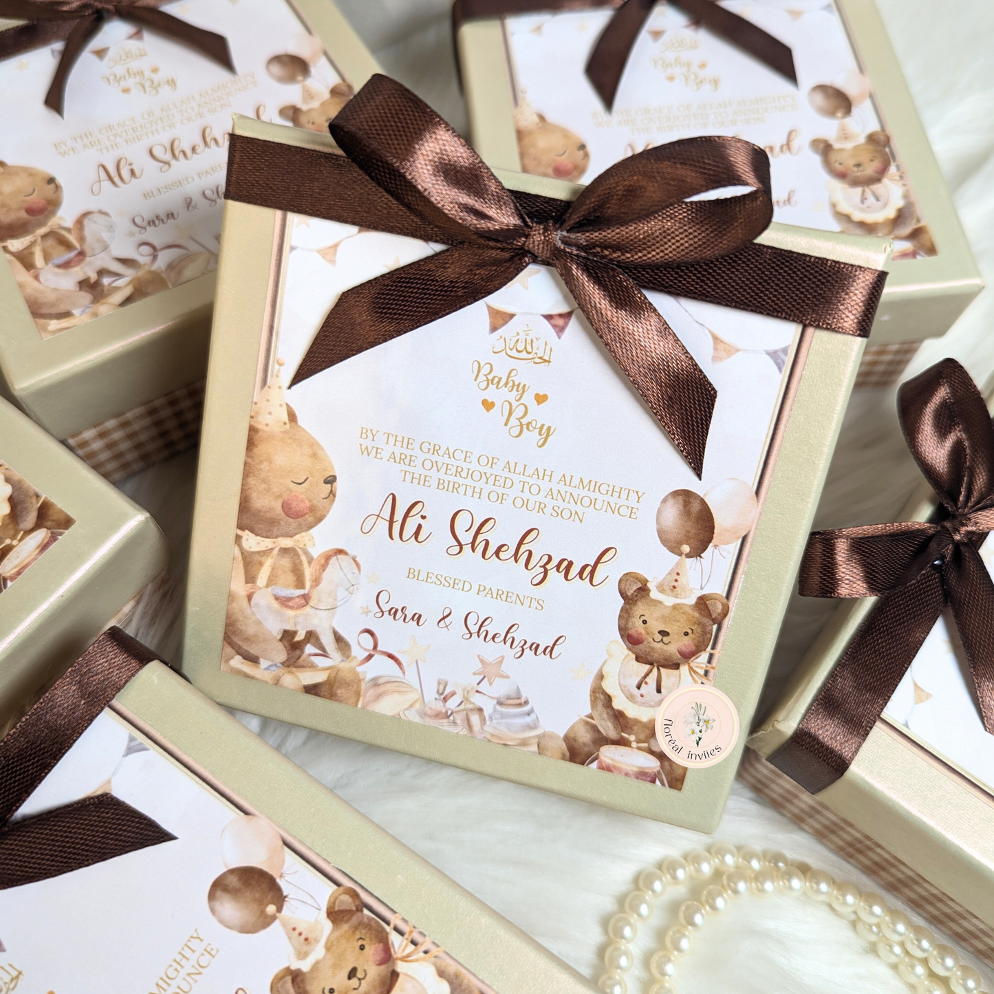A Teddy Bash - Baby Boy Announcement Box