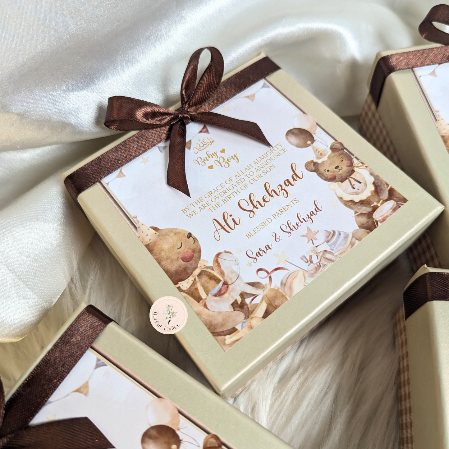 A Teddy Bash - Baby Boy Announcement Box