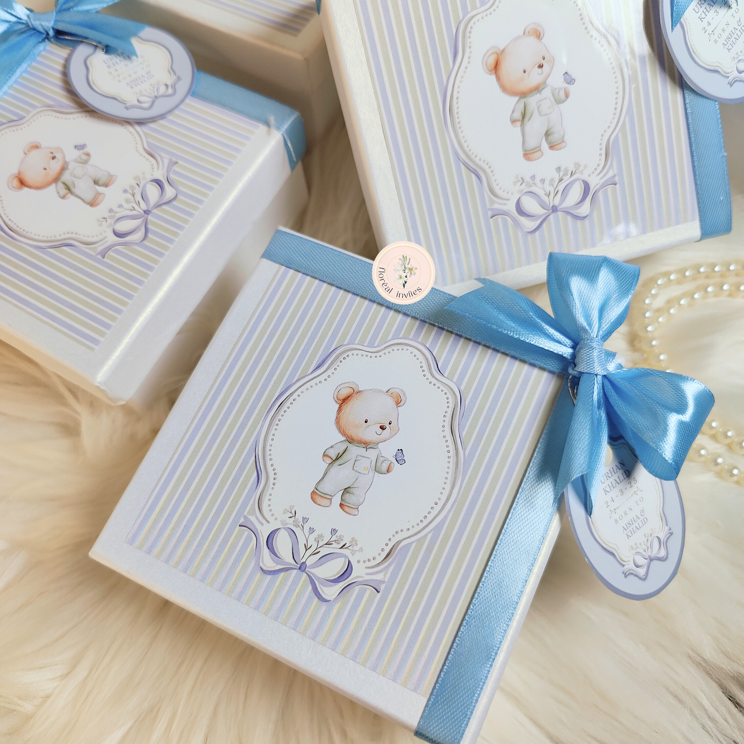 Striped Pajamas - Baby Boy Announcement Box