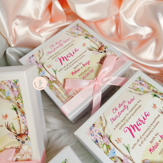 Dear In The Headlights - Baby Girl Announcement Box