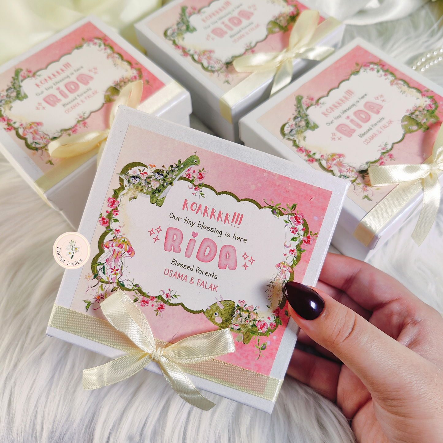 Pink Roar - Baby Girl Announcement Box