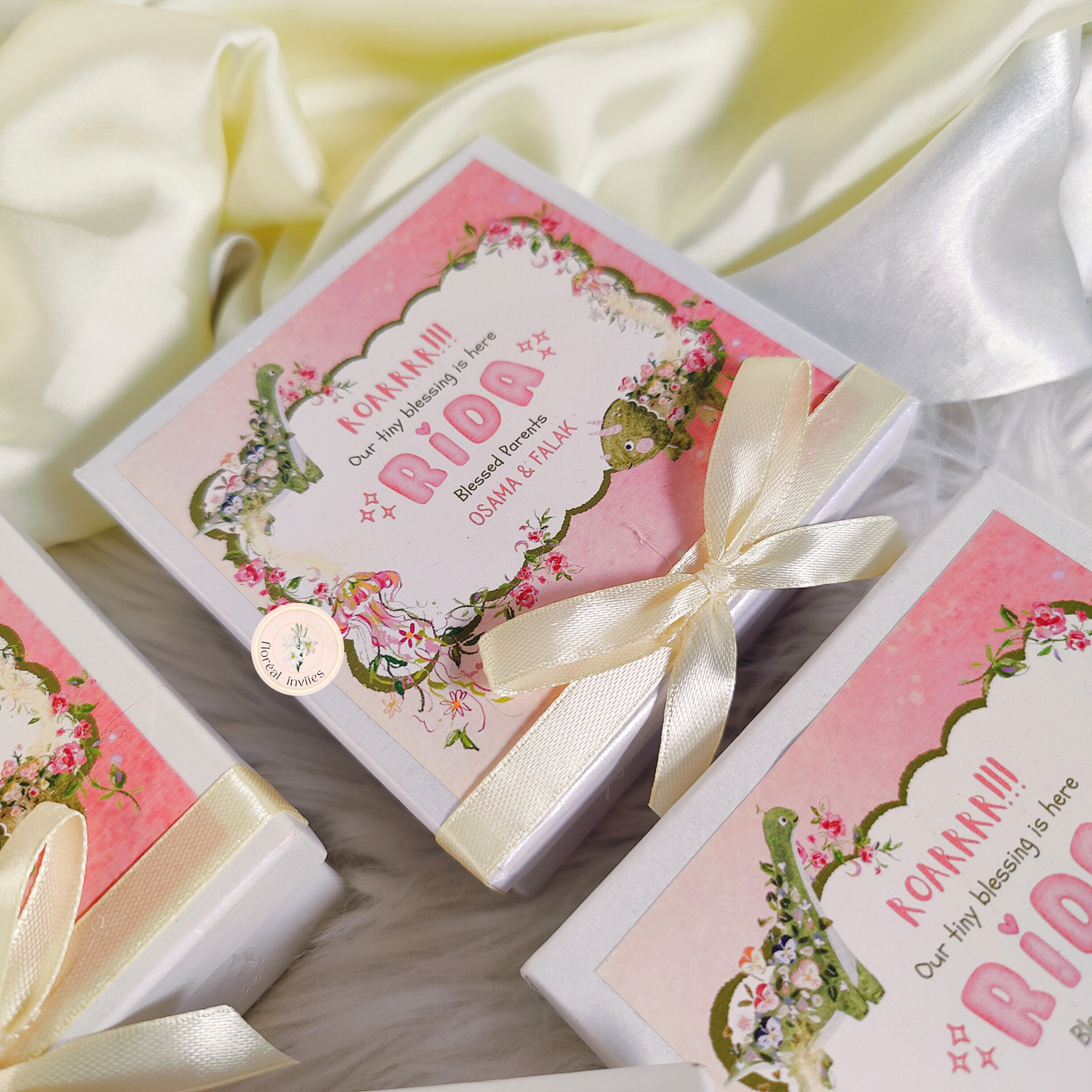 Pink Roar - Baby Girl Announcement Box