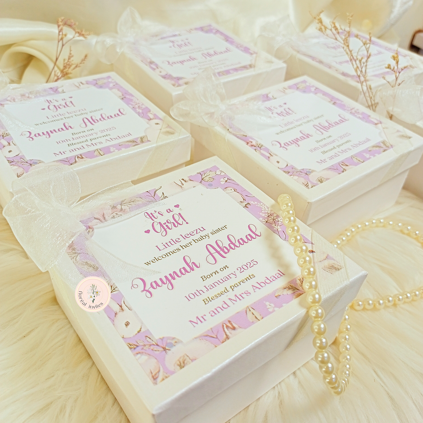 A Miracle - Baby Girl Announcement Box