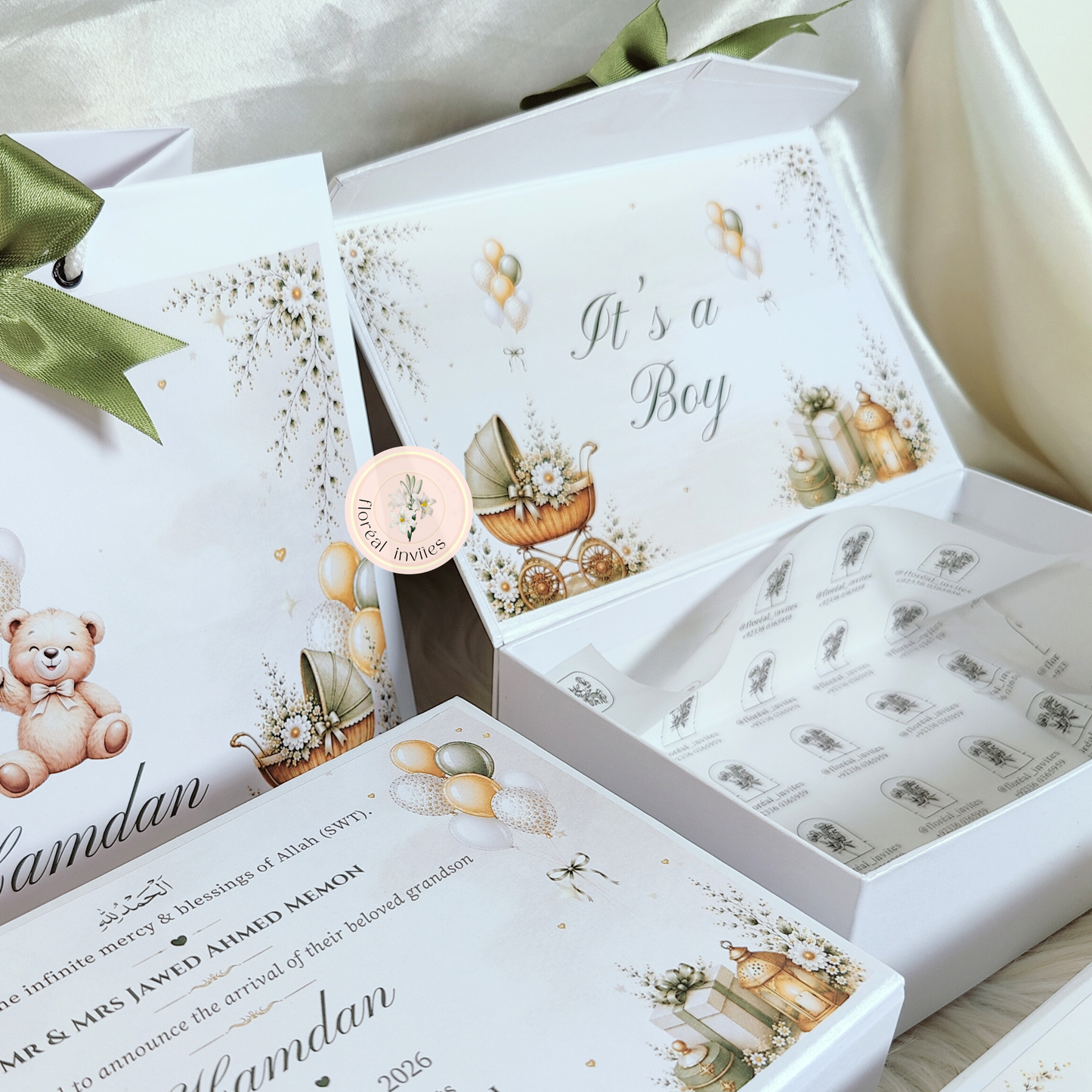 Teddy Vibes- Baby Boy Announcement Box